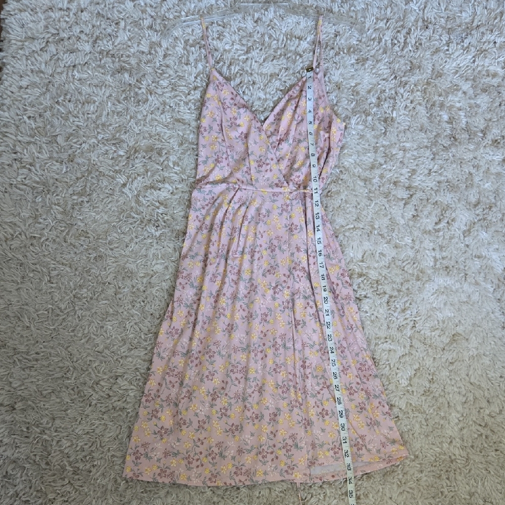 BCBGeneration Pink Floral Wrap Midi Dress